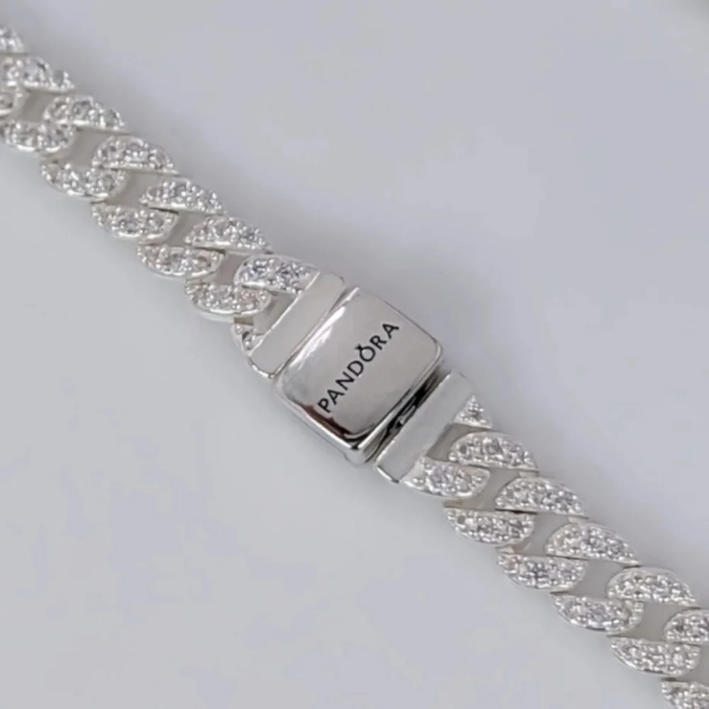PANDORA ALE TIMELESS PAVE CUBAN CHAIN NECKLACE, STERLING SILVER! NEW! - Picture 7 of 10